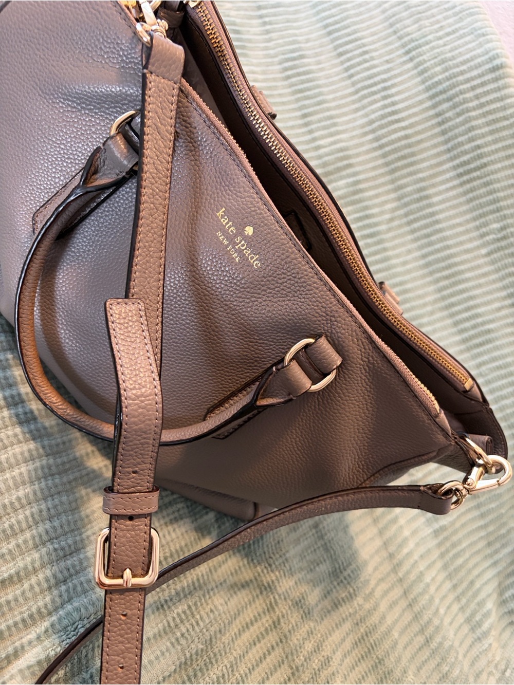 kate spade Pebbled Leather Shoulder Bag in Taupe - Picture 2 of 10